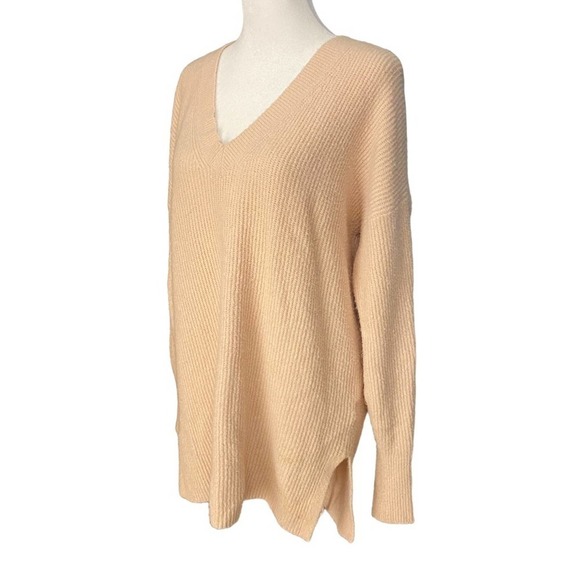 Nordstrom Halogen Pink Chunky Oversized Tunic Sweater Medium v neck - Picture 4 of 11